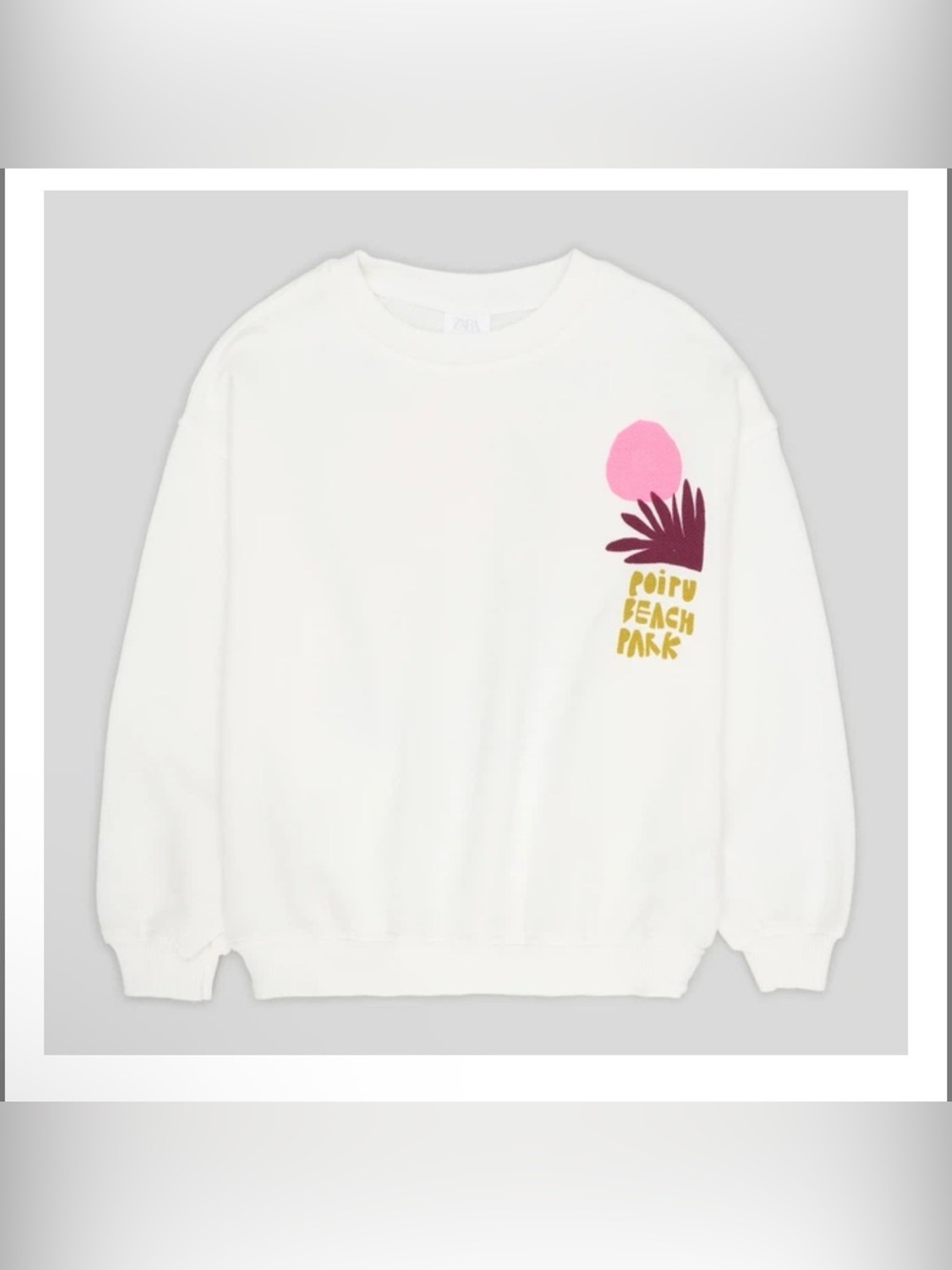 Zara Kids Hawaii Poipu Beach Park Graphic Sweatshirt Size 4-5 Years White